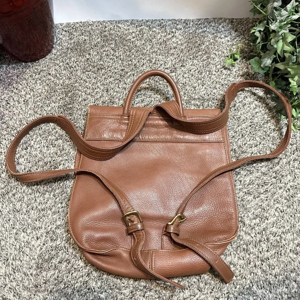 M. London Backpack Brown Pebbled Leather Adjustable Straps Vintage